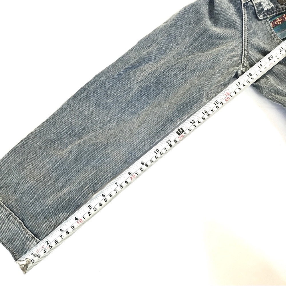 Love Culture Light Blue Denim Jacket with Colorful Stripes - Picture 6 of 8